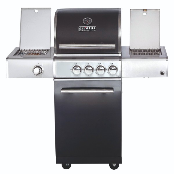 CHEF S Paket D - Basis black, 2 Brenner, Backburner, Seitenkocher, Steakzone, Cover, BBQ Paket