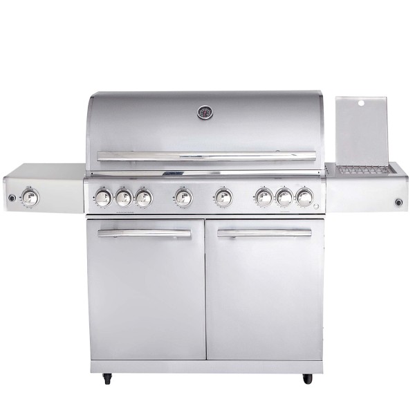 CHEF XL Paket F - Basis silber, 6 Brenner, Backburner, Seitenkocher, AIR SYSYTEM, Cover, BBQ Paket