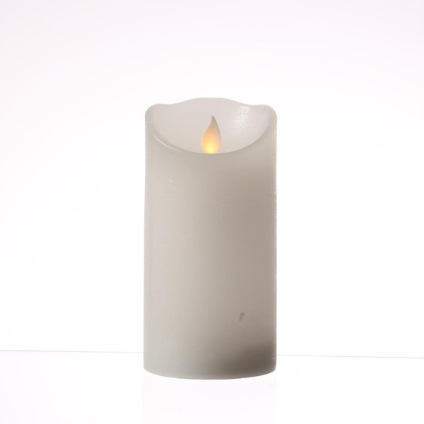 LED Kerze mit beweglicher Flamme - Rustik-Optik - Echtwachs - Timer - H: 15cm - D: 7,5cm - weiß