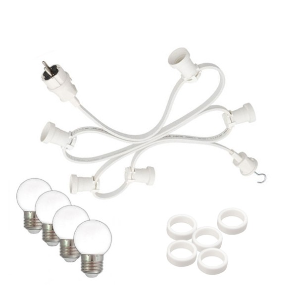 Illu-/Partylichterkette 10m - Außenlichterkette weiß -Made in Germany - 30 warmweiße LED Kugellampen