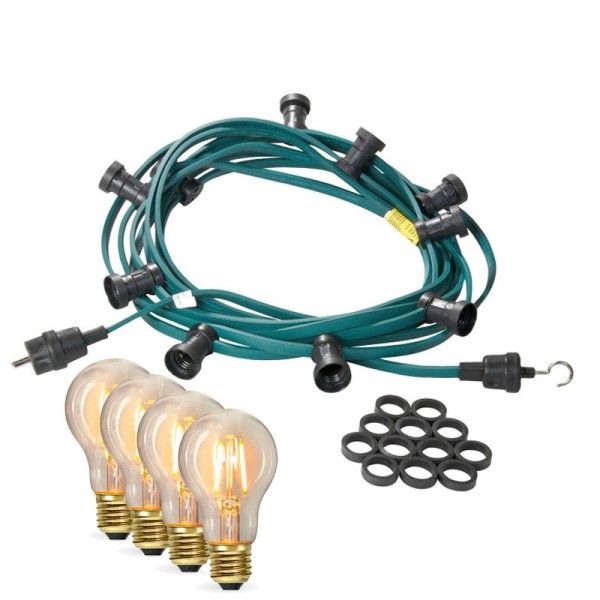 Illu-/Partylichterkette 40m | Außenlichterkette | Made in Germany | 40 x Edison LED Filamentlampen