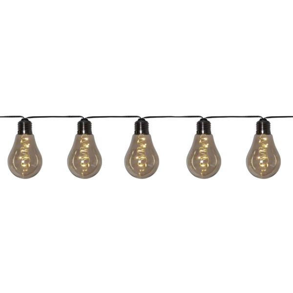 LED Party Lichterkette GLÜHBIRNE - 10x5 neutralweiße LED - L: 3,6m - für Innen - rauchig grau