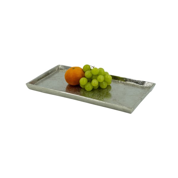 Tablett - Dekoteller - rechteckig - Aluminium - ohne Griffe - L: 29,8cm - silber