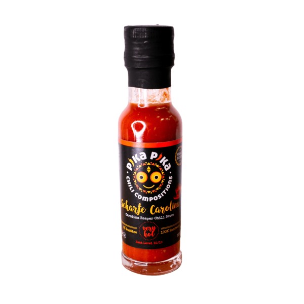 Pika Pika - 'scharfe Carolina' Chilisauce - Schärfegrad 10 von 10 - Carolina Reaper Chili Sauce