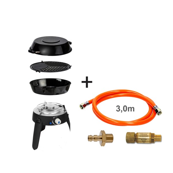 CADAC SAFARI CHEF 2 LITE LP CONNECT KIT - 30mBar - Topfständer, Grillrost, Pfanne/Deckel, Schlauch