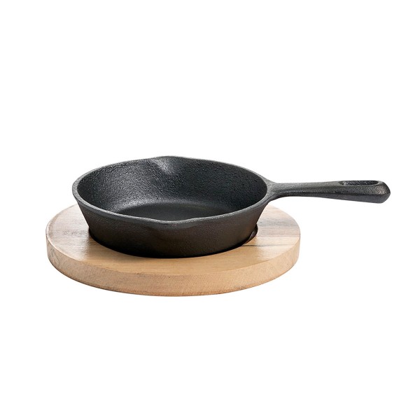 Feuerpfännchen 15cm cm mit Stiel - Gusspfanne aus hochwertigem Gusseisen - Servierpfanne