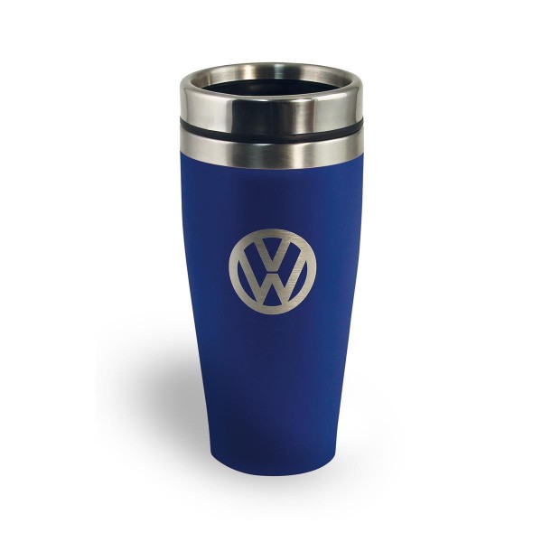 Thermobecher 400ml "VW Volkswagen blau" - Anti-Rutsch Boden - Doppelwandig - 18/8 Edelstahl