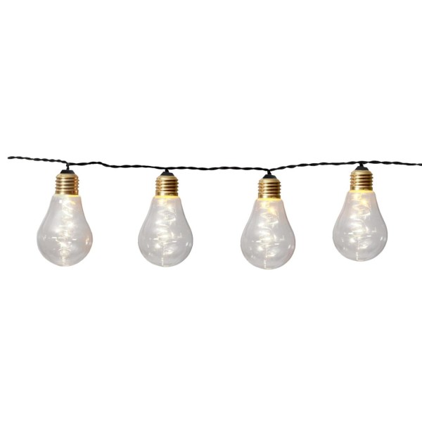 LED Party Lichterkette Glow - 10x 5 warmweiße LED - transparent Glühbirnen - L: 3,6m - für Innen