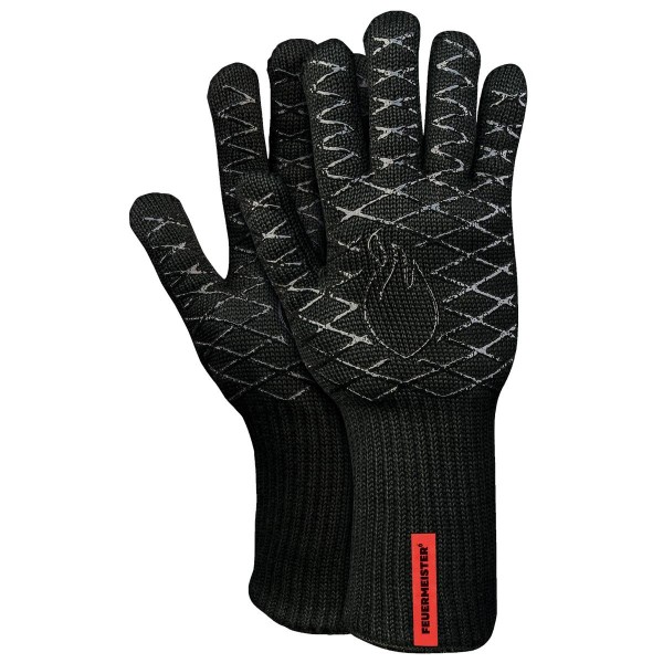 Feuermeister Premium BBQ Grillhandschuhe in Schwarz Größe 10 aus Aramid Nomex Faser (Paar) 
