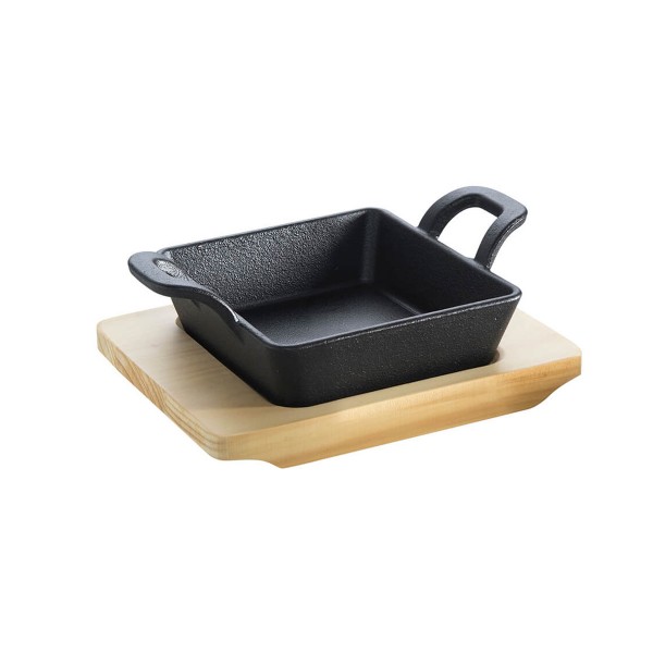 Feuerpfännchen 14x14 cm mit 2 Henkel - Gusspfanne aus hochwertigem Gusseisen - Servierpfanne