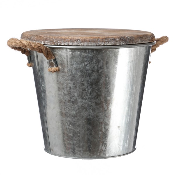 XL Duftkerze CITRONELLA - im Metalleimer mit Deckel - 3-Docht - Echwachs - H: 23cm - silber