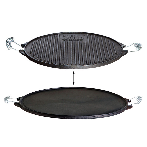 Plancha Gussplatte 42cm LIGHT - 6,7kg - Wendeplatte geriffelt und glatt