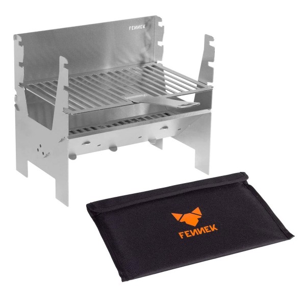 FENNEK - LIGHT Grill - 100% Edelstahl - zerlegbar - Grillfläche 26,9 x 18,3cm