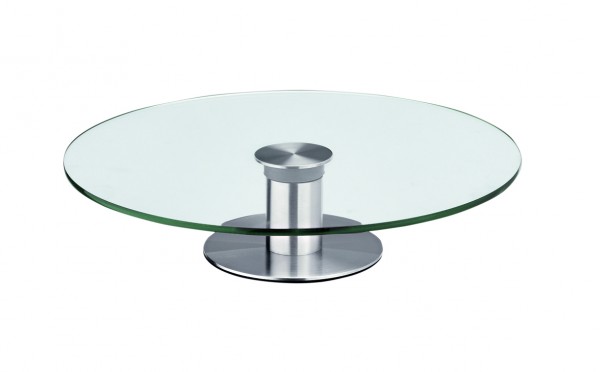 Tortenplatte Kuchenplatte Glas 30cm - drehbar - auf Edelstahlfuß