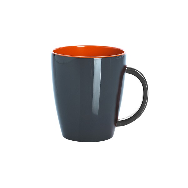 GIMEX GreyLine "grau-orange" - Henkelbecher 0,35L - bruchfestes Melamin Campinggeschirr