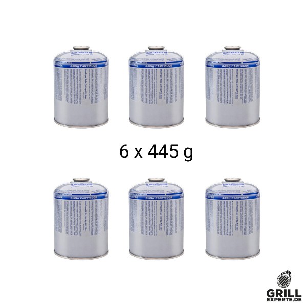 Cadac CA445 6er Set - Ventil-Gas-Kartusche (445g Butan-Propan-Gemisch) - EN417 Gewinde