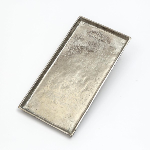 Tablett - Dekoteller - rechteckig - Aluminium - ohne Griffe - L: 29,8cm - silber