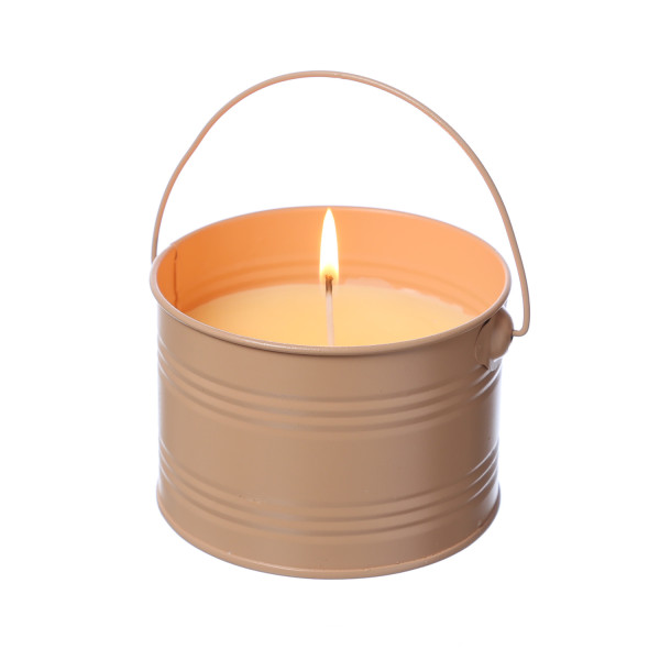 Duftkerze CITRONELLA - Outdoor Echtwachskerze im Metalleimer - H: 8cm - orange