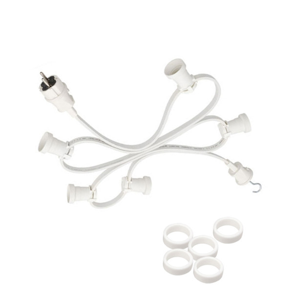 Illu-/Partylichterkette 20m - Außenlichterkette weiß -Made in Germany - 20 warmweiße LED Kugellampen