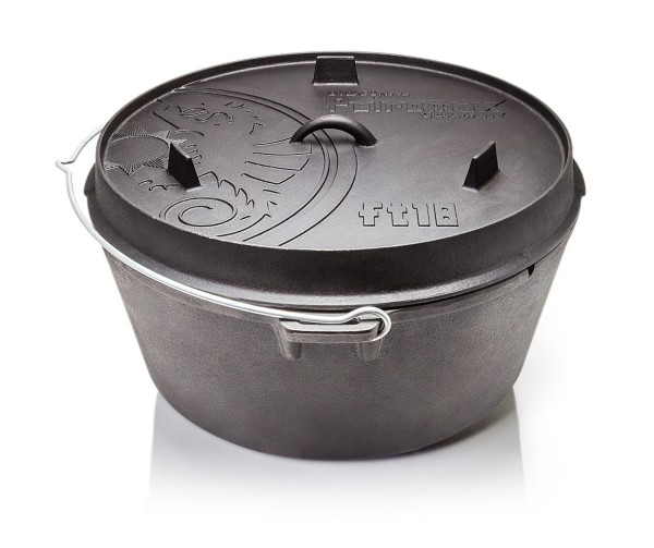 B-Ware Petromax Feuertopf ft18-t - Dutch Oven - Gusstopf - mit planem Boden - 16,1L - +20 Personen