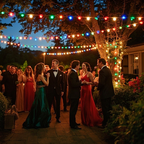 Illu-/Partylichterkette 10m - Außenlichterkette schwarz - Made in Germany 10x bunte LED Tropfenlampe