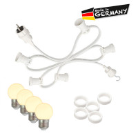 Vorschau: Illu-/Partylichterkette 20m - Außenlichterkette weiß -Made in Germany - 20 warmweiße LED Kugellampen Vorschau: Illu-/Partylichterkette 20m - Außenlichterkette weiß -Made in Germany - 20 warmweiße LED Kugellampen