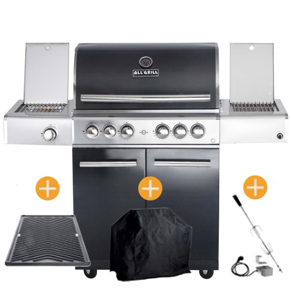 CHEF Paket L3 Backburner Seitenkocher Steakzone AIR System GRATIS: Cover, Grillplatte, Spieß