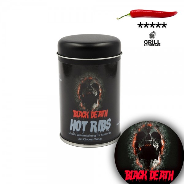 BLACK DEATH - HOT RIBS sehr scharfe Gewürzmischung - 120g Streuer