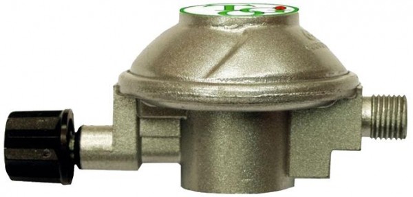 Gasregler Für Druckgasdosen HP auf 50mbar - 1kg/h - 7/16" x 1/4" links - einstufig - CAMPING