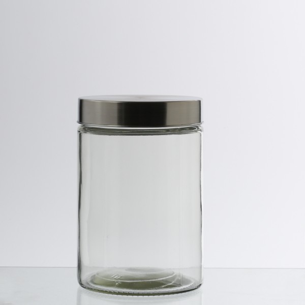 Vorratsdose L - Glas mit Edelstahldeckel - 1,7 Liter - D: 11cm - H: 22cm