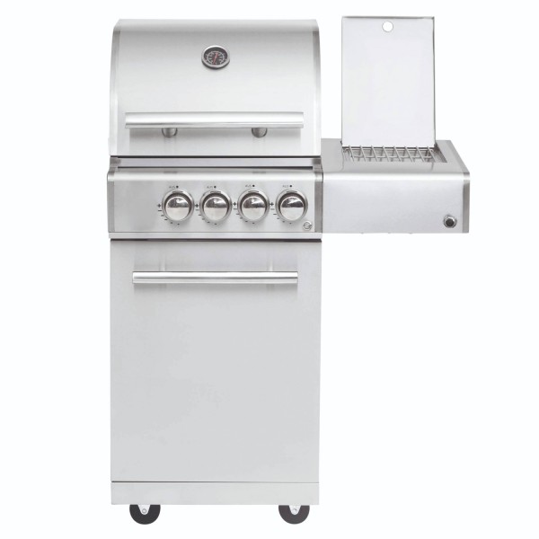 CHEF S Paket A - Basis silber, 2 Brenner, Backburner, Seitenkocher, Seitenablage links, BBQ-Paket