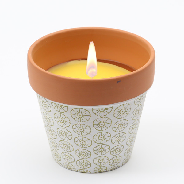Duftkerze CITRONELLA - Echtwachs in Tontopf - H: 10cm - grün
