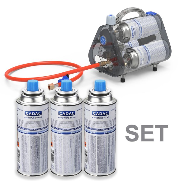 CADAC TRIO POWER PAK 50 - Kombibox inkl. 3 Gaskartuschen - 50mbar - inkl. 85cm Schlauch