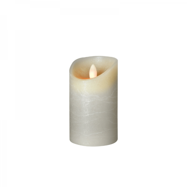 LED Wachskerze SHINE | grau | gefrostet | D: 7,5cm H: 12,5cm | fernbedienbar | Timer 
