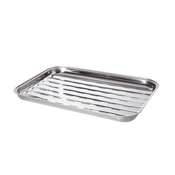 Edelstahl Grillschale - immer wieder verwendbar - 34 x 24,5 x 2,5cm - auch für Spülmaschine