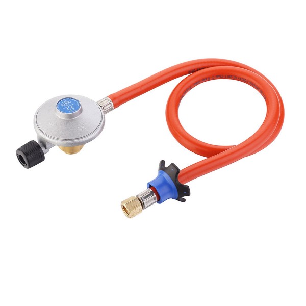 EN417 Gewindekartuschenregler - 30mbar - inkl. 85cm Gasschlauch 1/4" LH - Für LP Niederdruckgeräte