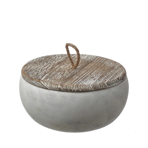 Duftkerze CITRONELLA - Echtwachs Outdoorkerze in Betonschale mit Deckel - 3-Docht - D: 20cm - grau
