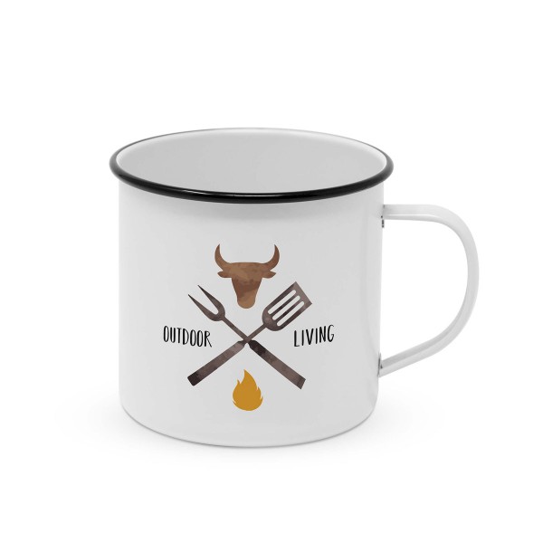 Metallbecher "Outdoor Living" - 400ml Campingbecher