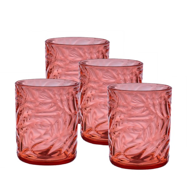 Trinkgläser - Becher - lebensmittelecht - Kunststoff - 470ml - mit Blattmuster - orange - 4 Stück