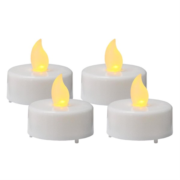 LED Teelichter - warmweiß flackernde Flamme - inkl. Batterien - D: 4cm - H: 4cm - weiß - 4er Set