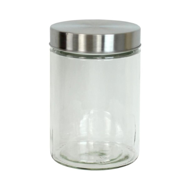 Vorratsdose M - Glas mit Edelstahldeckel - 1,25 Liter - D: 11cm - H: 17cm