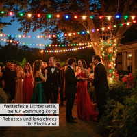 Vorschau: Illu-/Partylichterkette 10m - Außenlichterkette schwarz - Made in Germany 10x bunte LED Tropfenlampe Vorschau: Illu-/Partylichterkette 10m - Außenlichterkette schwarz - Made in Germany 10x bunte LED Tropfenlampe