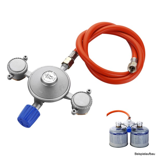 CADAC Dual-Power-Pak - Adapter für 2 Gaskartuschen - 30mbar - inkl. 85cm Schlauch