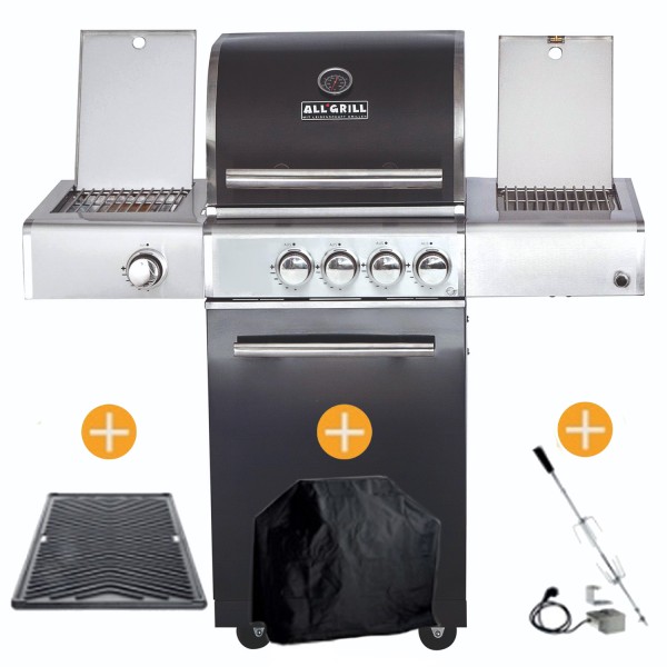 CHEF Paket S3 Backburner Seitenkocher Steakzone AIR System GRATIS: Cover, Grillplatte, Spieß
