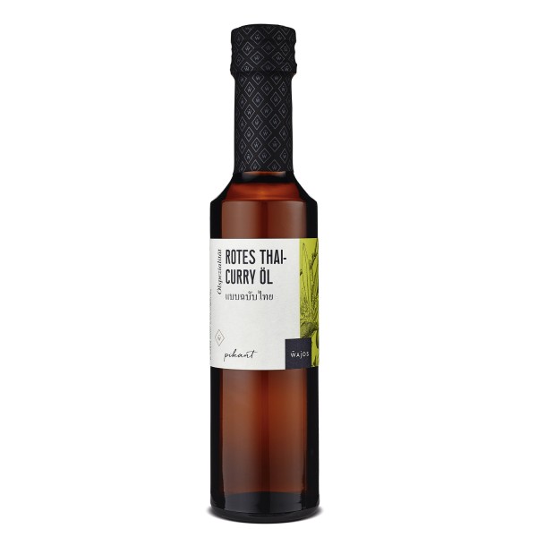 Wajos Rotes Thai-Curry Öl - typisch thailändischer Geschmack - 0,25l Flasche