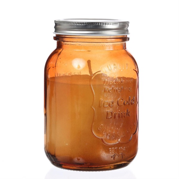 Duftkerze CITRONELLA - Echtwachs im Glas mit Deckel - H: 16,5cm - orange