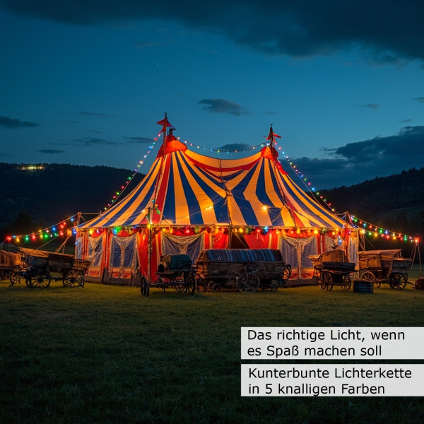 Illu-/Partylichterkette 10m - Außenlichterkette schwarz - Made in Germany 10x bunte LED Tropfenlampe