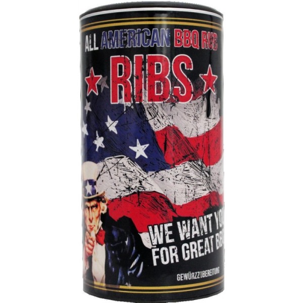 All American Ribs, BBQ Rub 350g Streuer