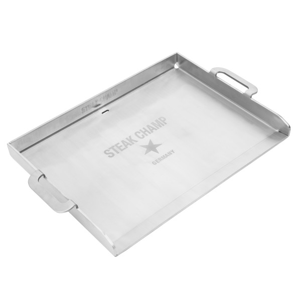 STEAK CHAMP Grill Plancha 38 x 28cm Edelstahl Grillwanne