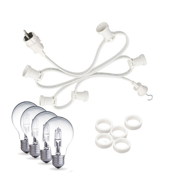 Illu-/Partylichterkette 40m - Außenlichterkette weiß - Made in Germany- 40 dimmbare Halogenlampen